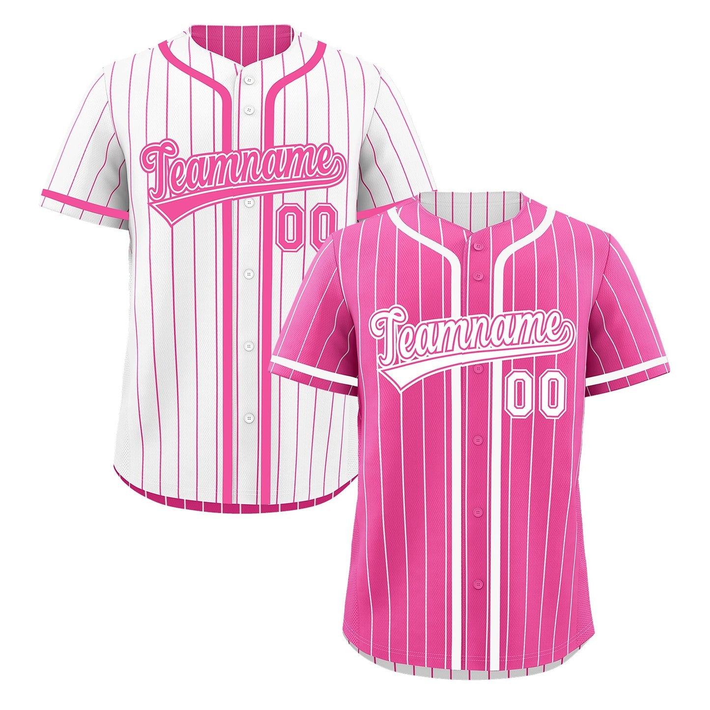 Custom Pink White Reversible Baseball Jersey Stripe Fashion Game Day & Tournament Wear Breathable