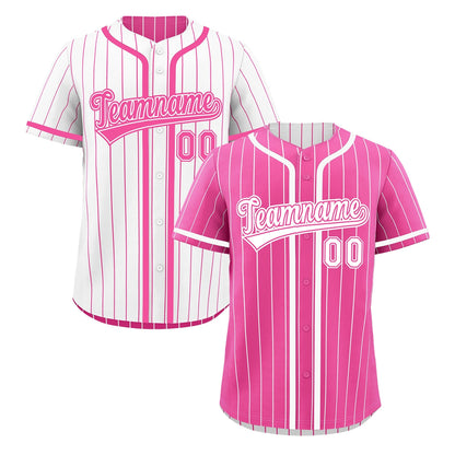 Custom Pink White Reversible Baseball Jersey Stripe Fashion Game Day & Tournament Wear Breathable
