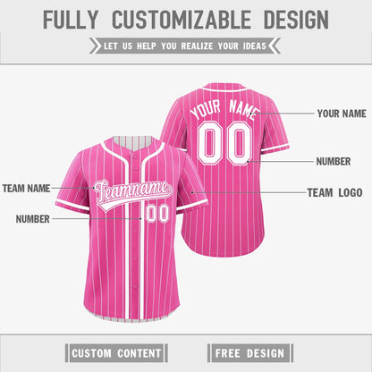 Custom Pink White Reversible Baseball Jersey Stripe Fashion Game Day & Tournament Wear Breathable