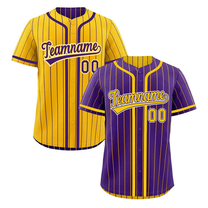 Custom Purple Yellow Reversible Baseball Jersey Stripe Fashion Game Day & Tournament Wear Lightweight