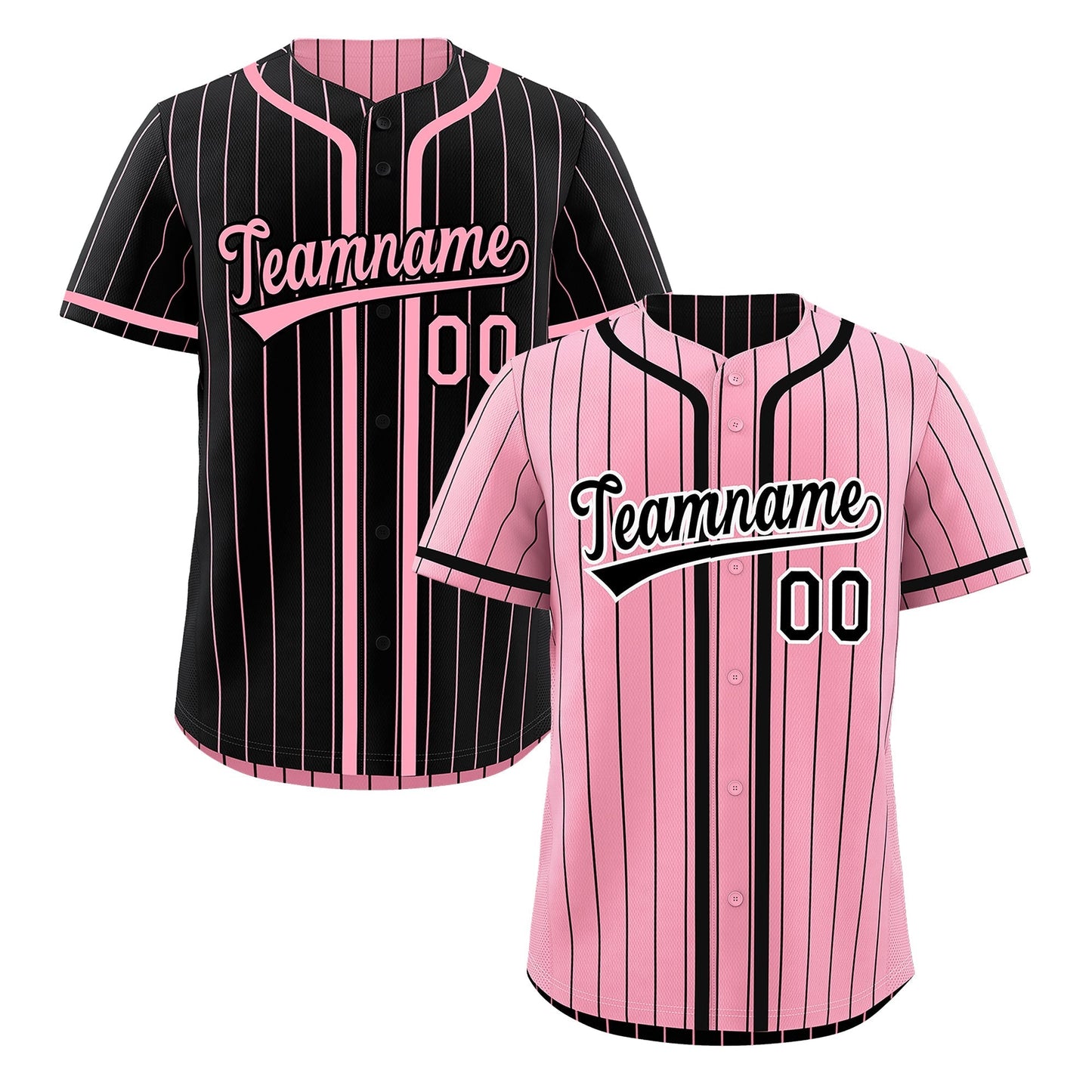 Custom Light Pink Black Reversible Baseball Jersey Stripe Fashion Game Day & Tournament Wear Breathable