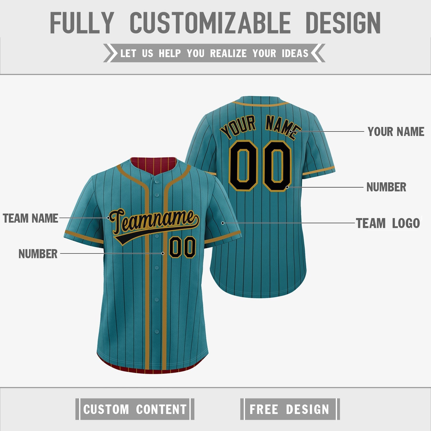Custom Teal Crimson Reversible Baseball Jersey Stripe Fashion Game Day & Tournament Wear Breathable