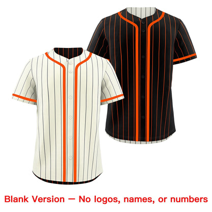 Custom Cream Black Orange Reversible Baseball Jersey Stripe Fashion Game Day & Tournament Wear Breathable