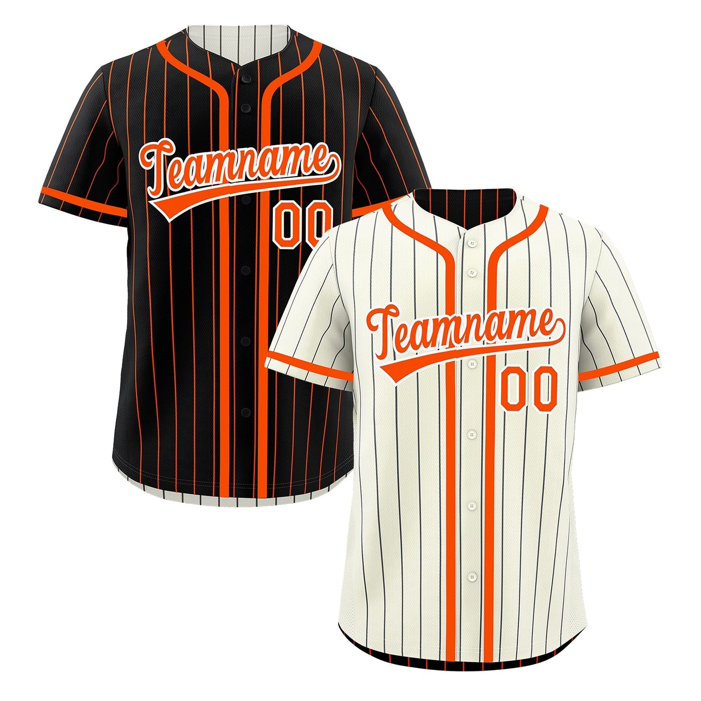 Custom Cream Black Orange Reversible Baseball Jersey Stripe Fashion Game Day & Tournament Wear Breathable