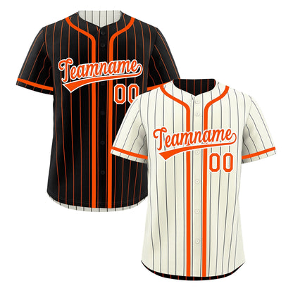 Custom Cream Black Orange Reversible Baseball Jersey Stripe Fashion Game Day & Tournament Wear Breathable