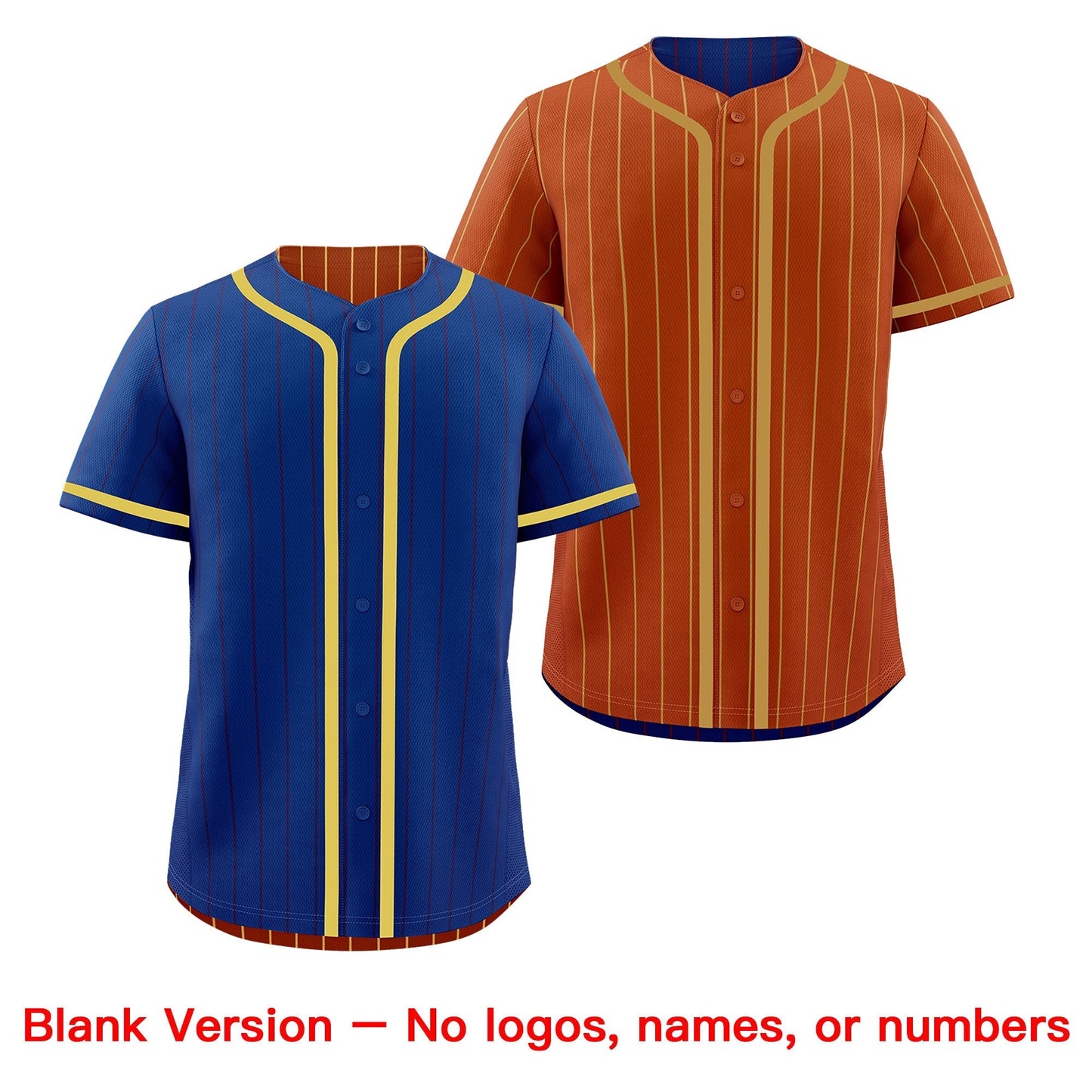 Custom Royal Blue Dark Orange Reversible Baseball Jersey Stripe Fashion Game Day & Tournament Wear Lightweight
