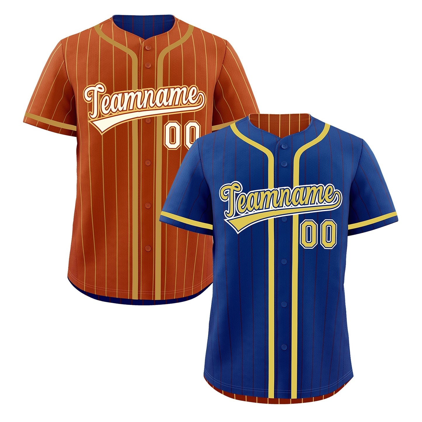 Custom Royal Blue Dark Orange Reversible Baseball Jersey Stripe Fashion Game Day & Tournament Wear Lightweight