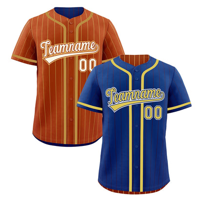 Custom Royal Blue Dark Orange Reversible Baseball Jersey Stripe Fashion Game Day & Tournament Wear Lightweight
