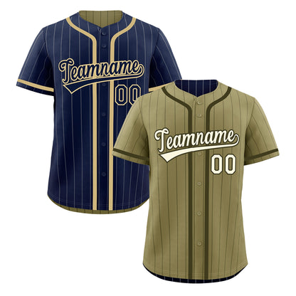 Custom Navy Olive Reversible Baseball Jersey Stripe Fashion Game Day & Tournament Wear Lightweight