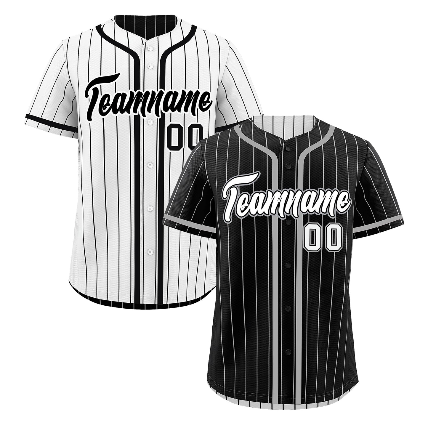 Custom Black White Reversible Baseball Jersey Stripe Fashion Game Day & Tournament Wear Lightweight