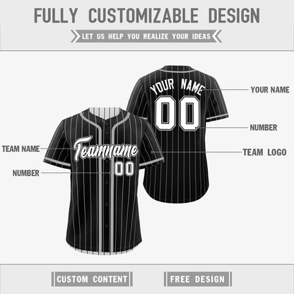 Custom Black White Reversible Baseball Jersey Stripe Fashion Game Day & Tournament Wear Lightweight