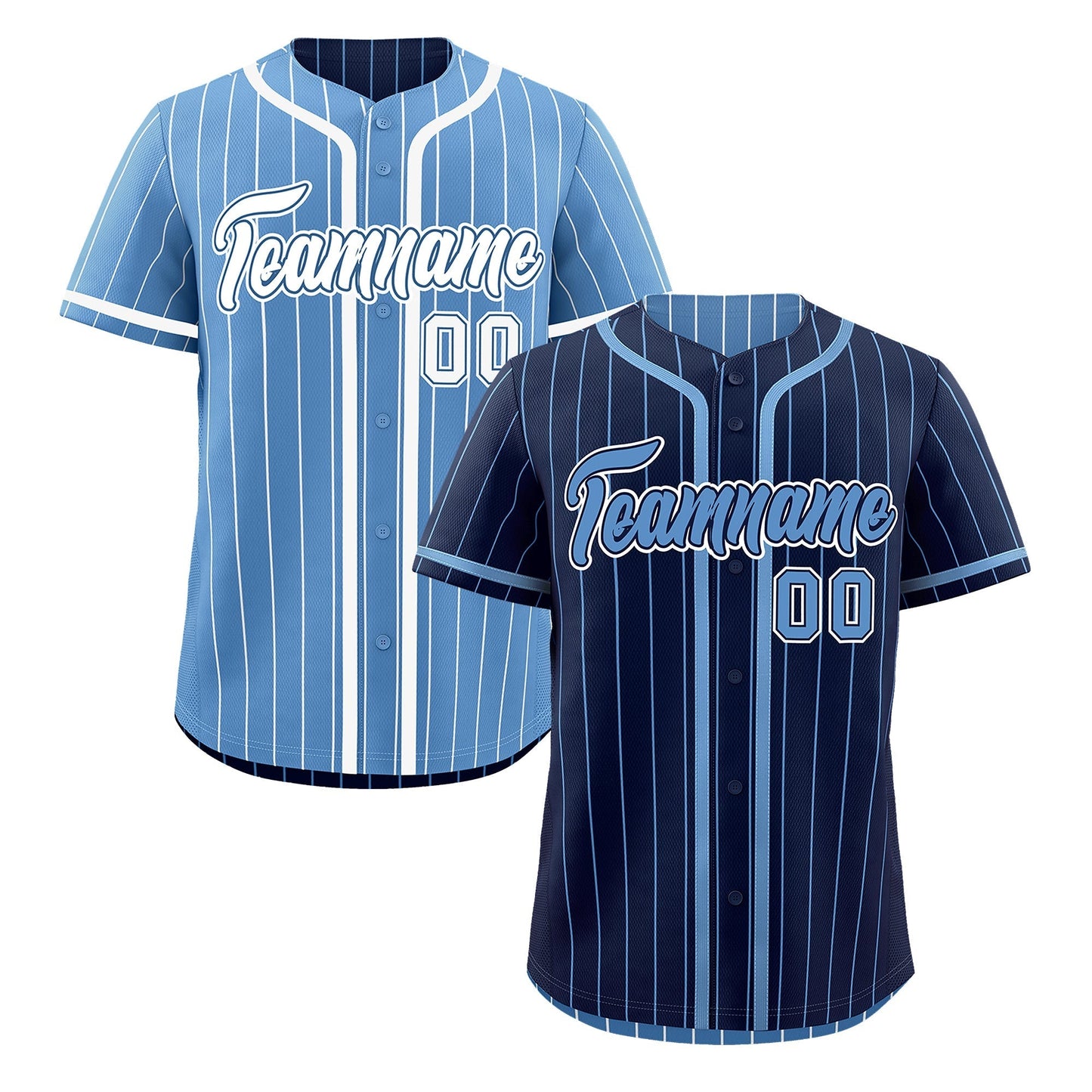 Custom Navy Light Blue Reversible Baseball Jersey Stripe Fashion Game Day & Tournament Wear Breathable
