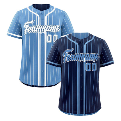 Custom Navy Light Blue Reversible Baseball Jersey Stripe Fashion Game Day & Tournament Wear Breathable