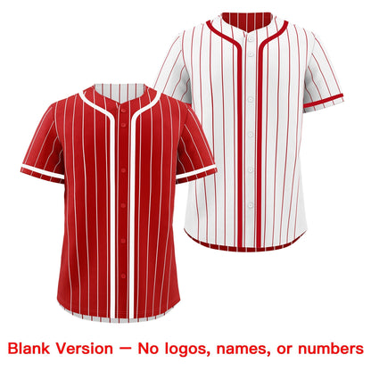 Custom Red White Reversible Baseball Jersey Stripe Fashion Game Day & Tournament Wear Breathable