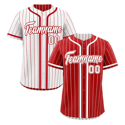 Custom Red White Reversible Baseball Jersey Stripe Fashion Game Day & Tournament Wear Breathable
