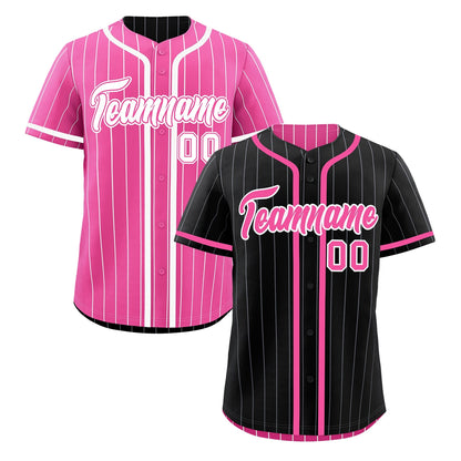 Custom Black Pink Reversible Baseball Jersey Stripe Fashion Game Day & Tournament Wear Lightweight