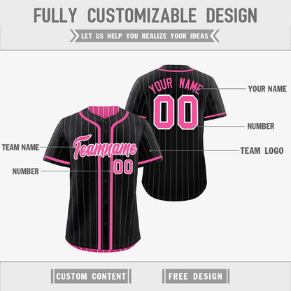 Custom Black Pink Reversible Baseball Jersey Stripe Fashion Game Day & Tournament Wear Lightweight