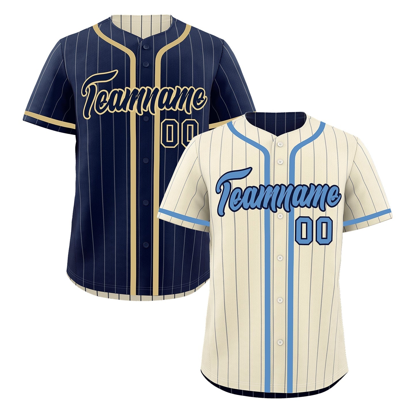 Custom Cream Navy Reversible Baseball Jersey Stripe Fashion Game Day & Tournament Wear Breathable