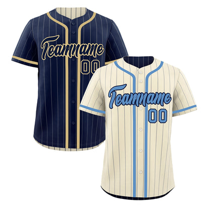 Custom Cream Navy Reversible Baseball Jersey Stripe Fashion Game Day & Tournament Wear Breathable