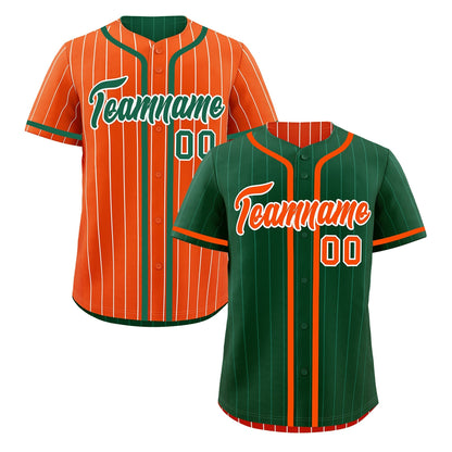Custom Green Orange Reversible Baseball Jersey Stripe Fashion Game Day & Tournament Wear Lightweight