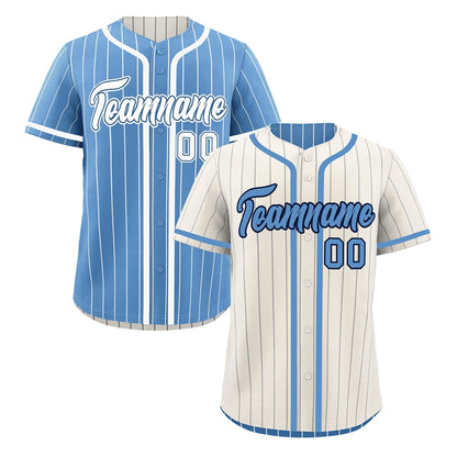 Custom Cream Light Blue Reversible Baseball Jersey Stripe Fashion Game Day & Tournament Wear Lightweight