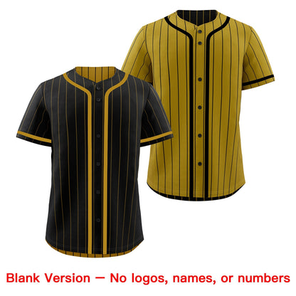 Custom Black Old Gold Reversible Baseball Jersey Stripe Fashion Game Day & Tournament Wear Breathable