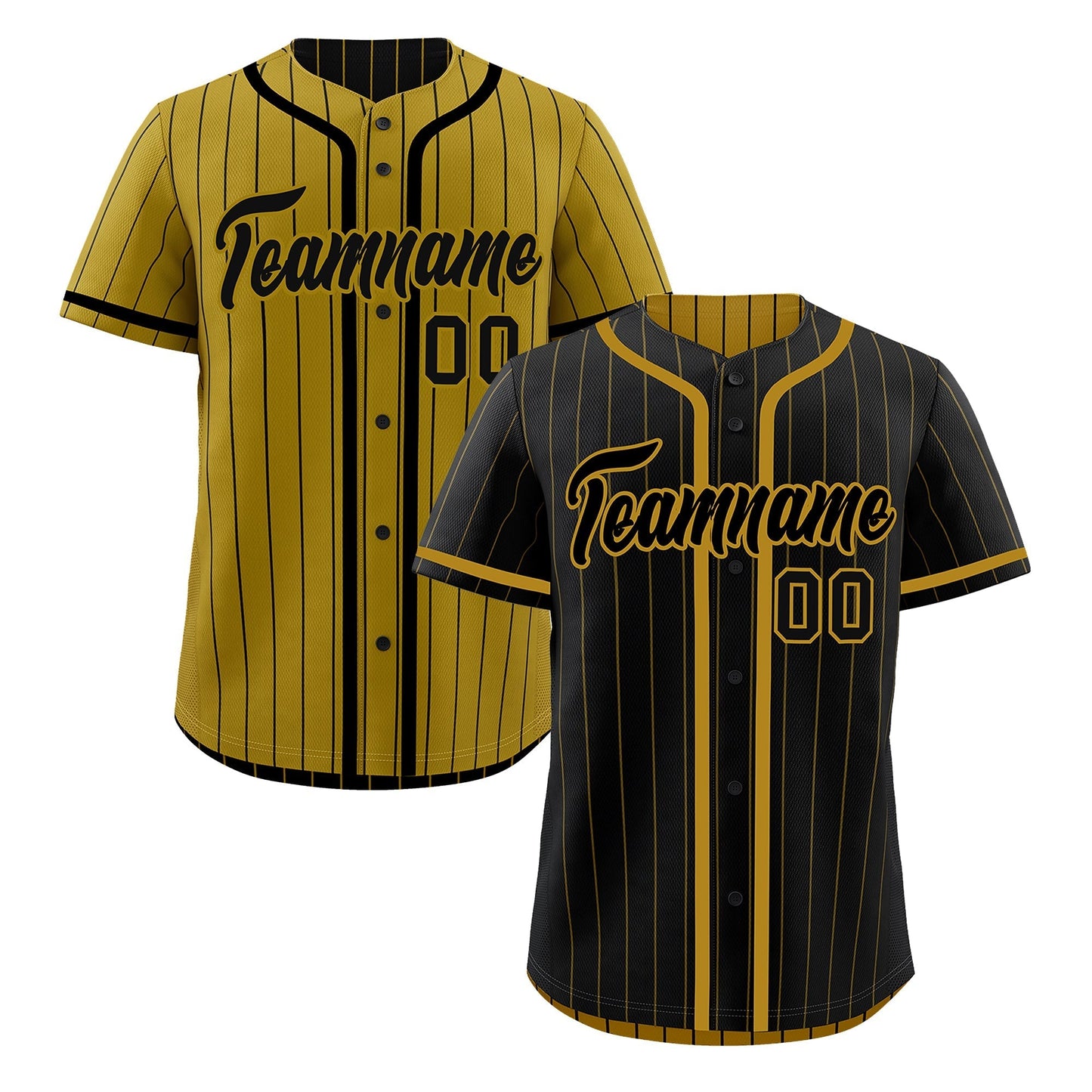 Custom Black Old Gold Reversible Baseball Jersey Stripe Fashion Game Day & Tournament Wear Breathable