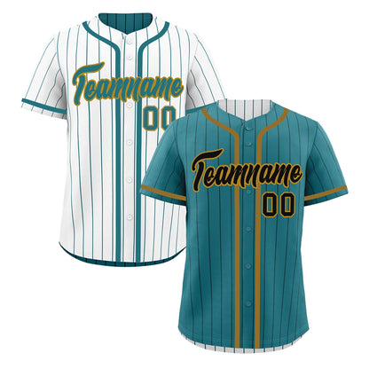 Custom Teal White Reversible Baseball Jersey Stripe Fashion Game Day & Tournament Wear Lightweight