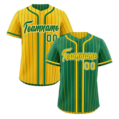 Custom Kelly Green Yellow Reversible Baseball Jersey Stripe Fashion Game Day & Tournament Wear Lightweight