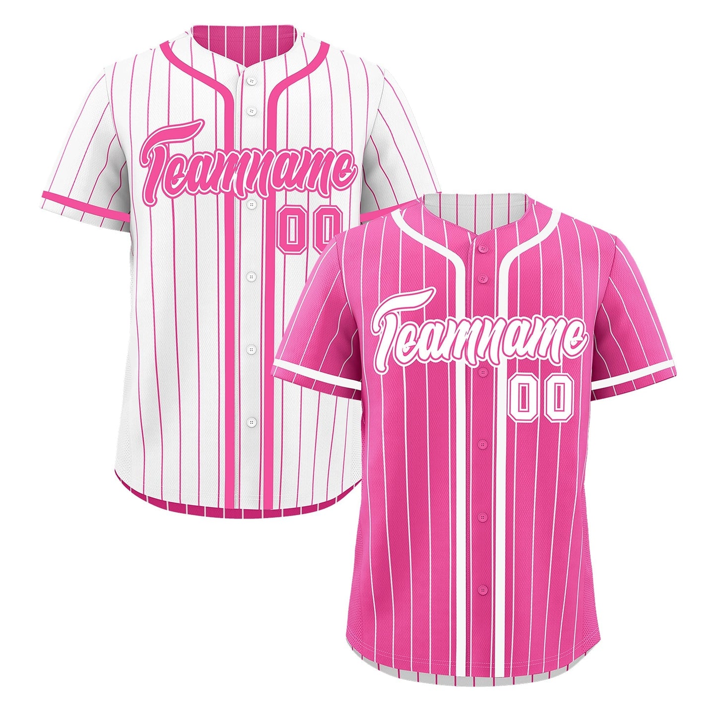 Custom Pink White Reversible Baseball Jersey Stripe Fashion Game Day & Tournament Wear Breathable