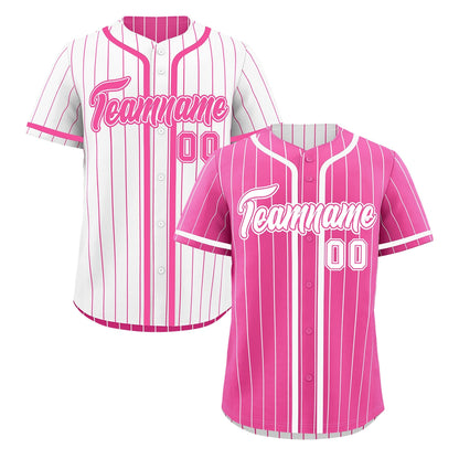 Custom Pink White Reversible Baseball Jersey Stripe Fashion Game Day & Tournament Wear Breathable
