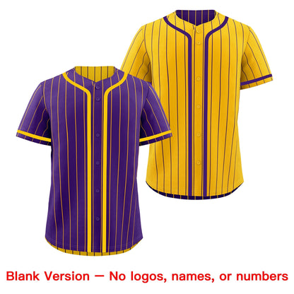 Custom Purple Yellow Reversible Baseball Jersey Stripe Fashion Game Day & Tournament Wear Lightweight