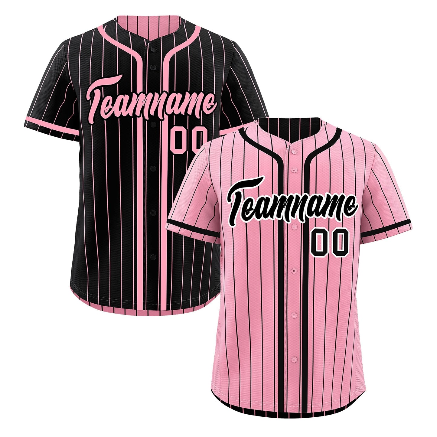 Custom Light Pink Black Reversible Baseball Jersey Stripe Fashion Game Day & Tournament Wear Breathable