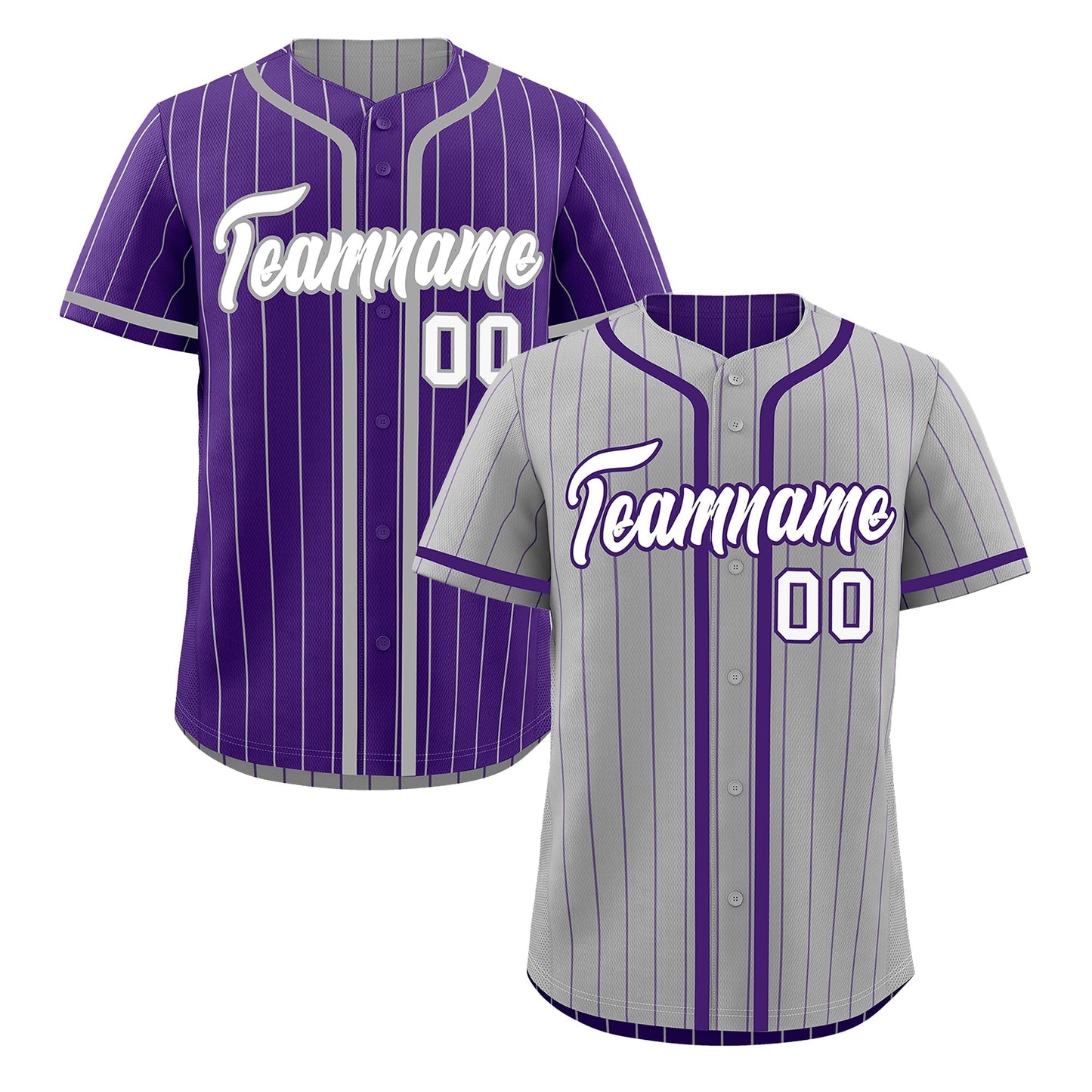 Custom Gray Purple Reversible Baseball Jersey Stripe Fashion Game Day & Tournament Wear Lightweight