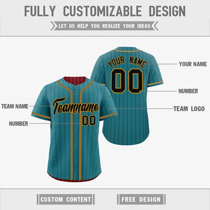 Custom Teal Crimson Reversible Baseball Jersey Stripe Fashion Game Day & Tournament Wear Breathable