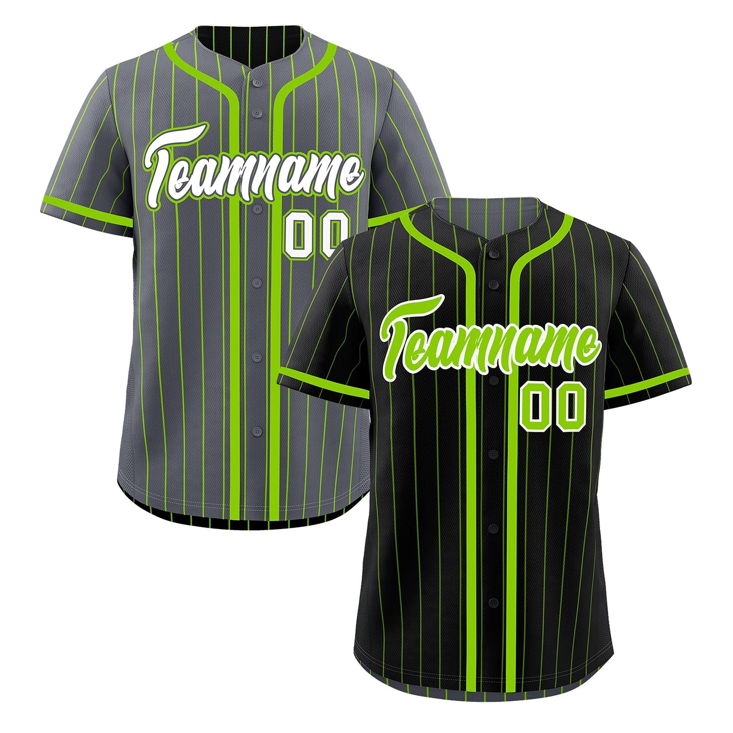 Custom Black Neon Green Reversible Baseball Jersey Stripe Fashion Game Day & Tournament Wear Lightweight