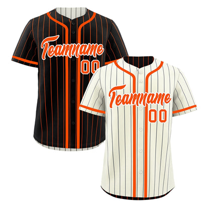 Custom Cream Black Orange Reversible Baseball Jersey Stripe Fashion Game Day & Tournament Wear Breathable