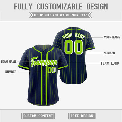 Custom Navy Neon Green Reversible Baseball Jersey Stripe Fashion Game Day & Tournament Wear Breathable