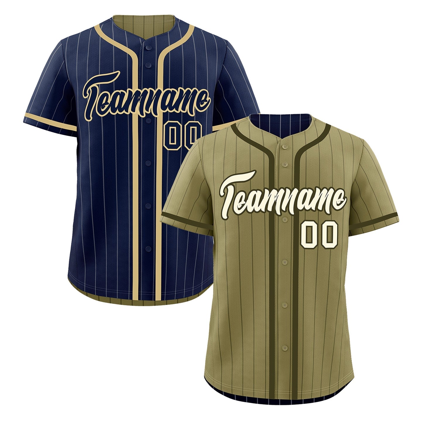 Custom Navy Olive Reversible Baseball Jersey Stripe Fashion Game Day & Tournament Wear Lightweight