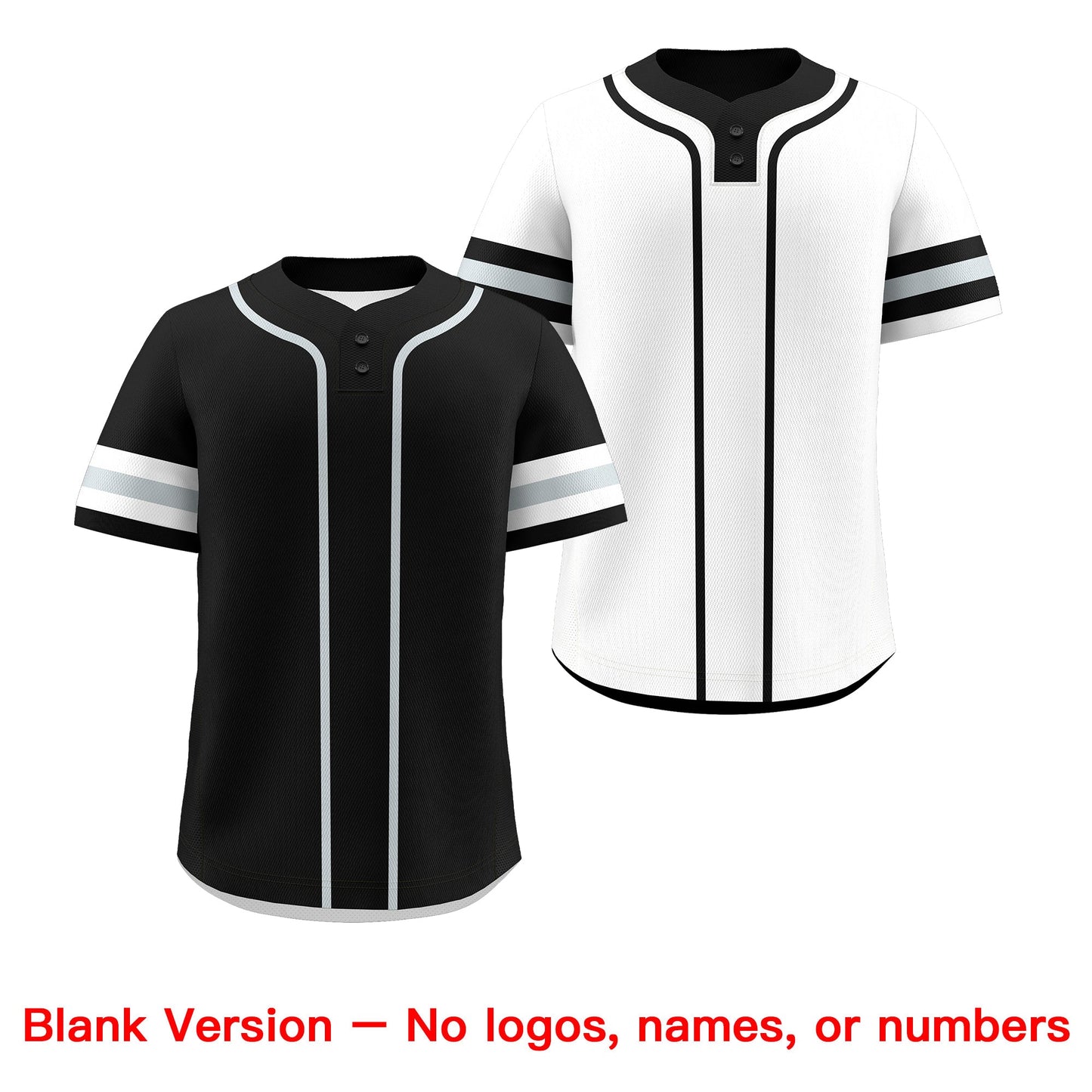 Custom White Silver Black Reversible Baseball Jersey Classic Style Two-Button Team Uniform