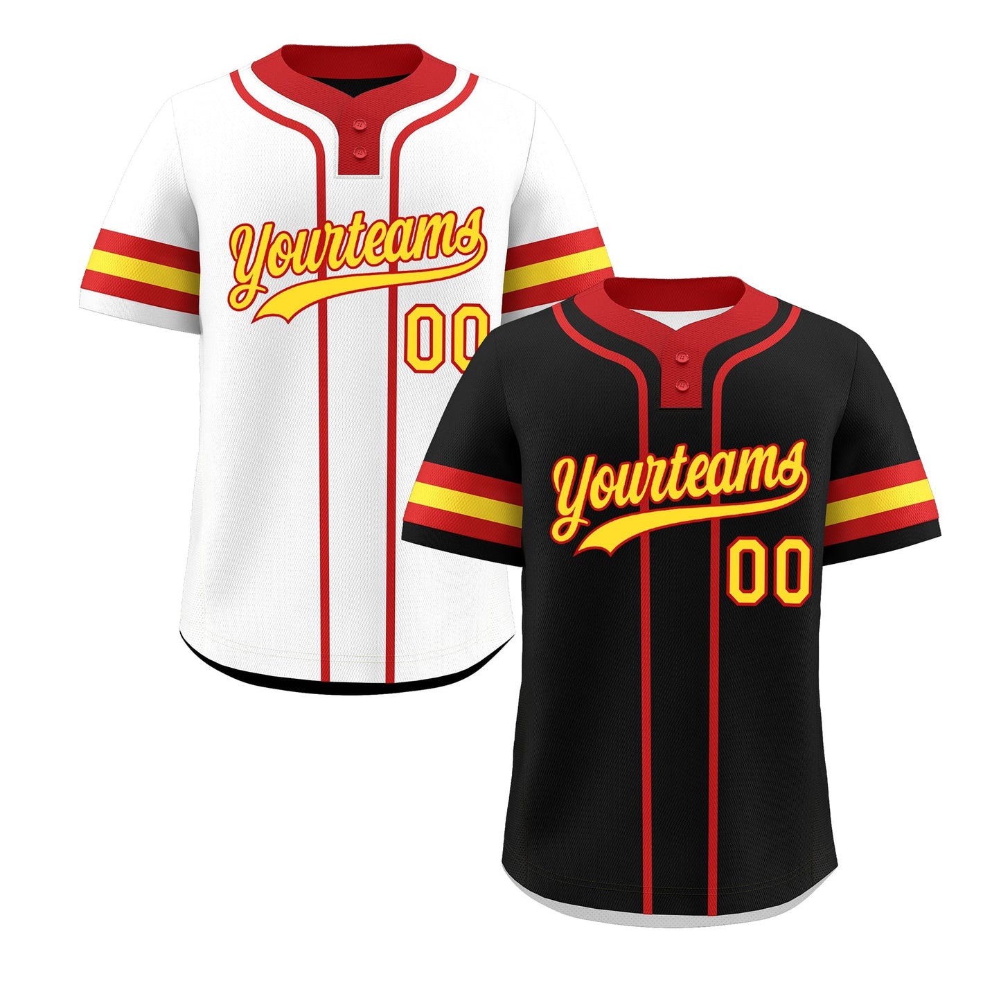 Custom Red Gold Reversible Baseball Jersey Classic Style Two-Button Team Uniform