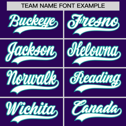 Custom White Aqua Purple Reversible Baseball Jersey Classic Style Two-Button Team Uniform