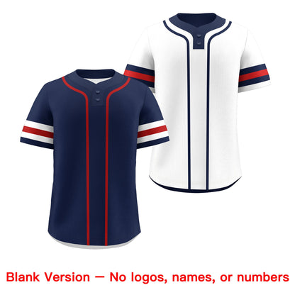 Custom White Red Navy Reversible Baseball Jersey Classic Style Two-Button Team Uniform