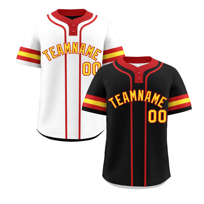 Custom Red Gold Reversible Baseball Jersey Classic Style Two-Button Team Uniform