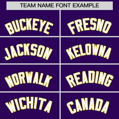 Custom White Gold Purple Reversible Baseball Jersey Classic Style Two-Button Team Uniform