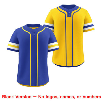 Custom White Gold Royal Blue Reversible Baseball Jersey Classic Style Two-Button Team Uniform