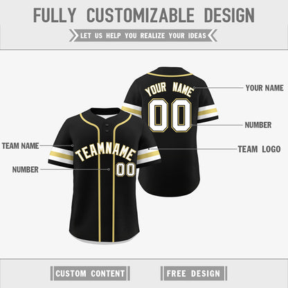 Custom White Old Gold Black Reversible Baseball Jersey Classic Style Two-Button Team Uniform