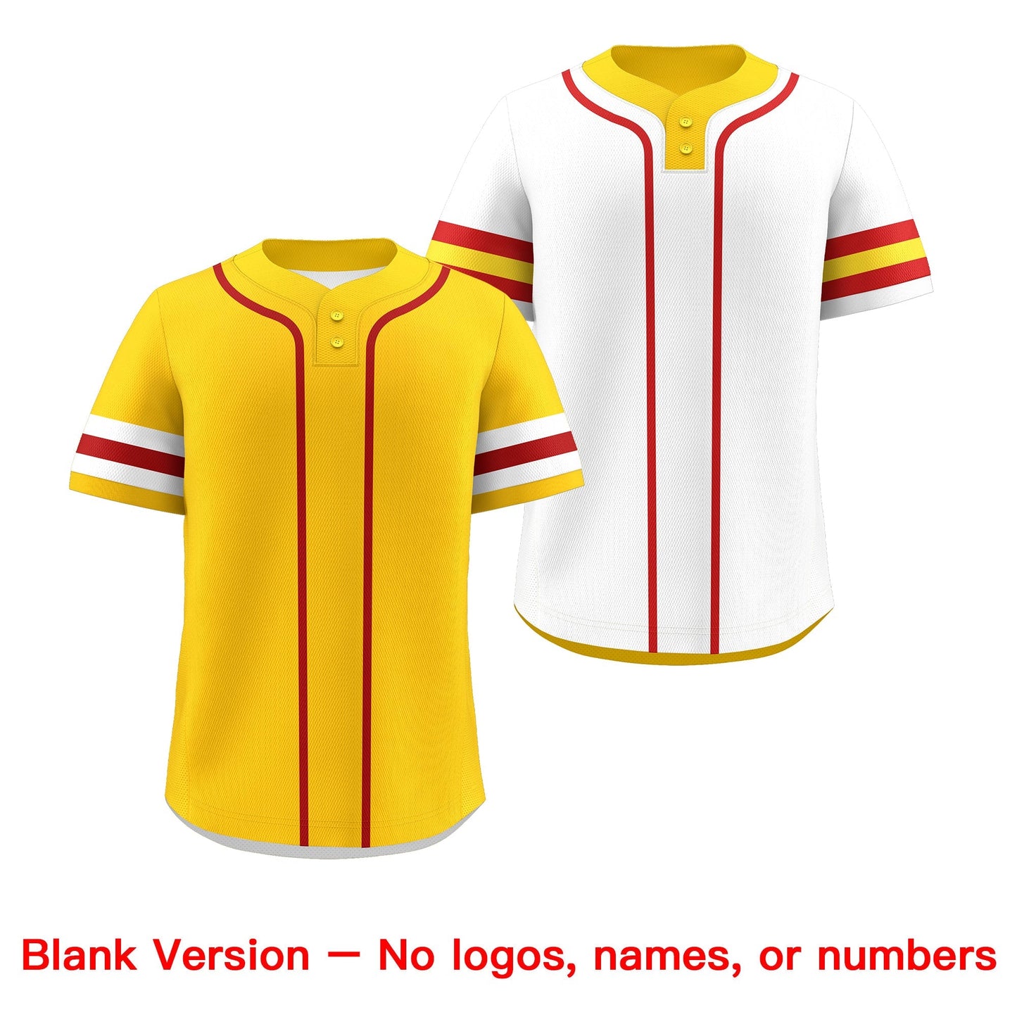 Custom White Red Gold Reversible Baseball Jersey Classic Style Two-Button Team Uniform