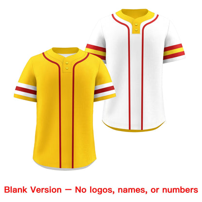 Custom White Red Gold Reversible Baseball Jersey Classic Style Two-Button Team Uniform
