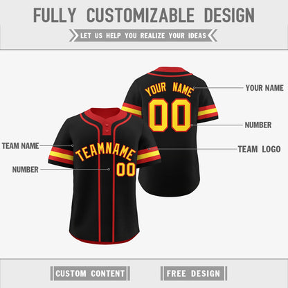Custom Red Gold White Reversible Baseball Jersey Classic Style Two-Button Team Uniform